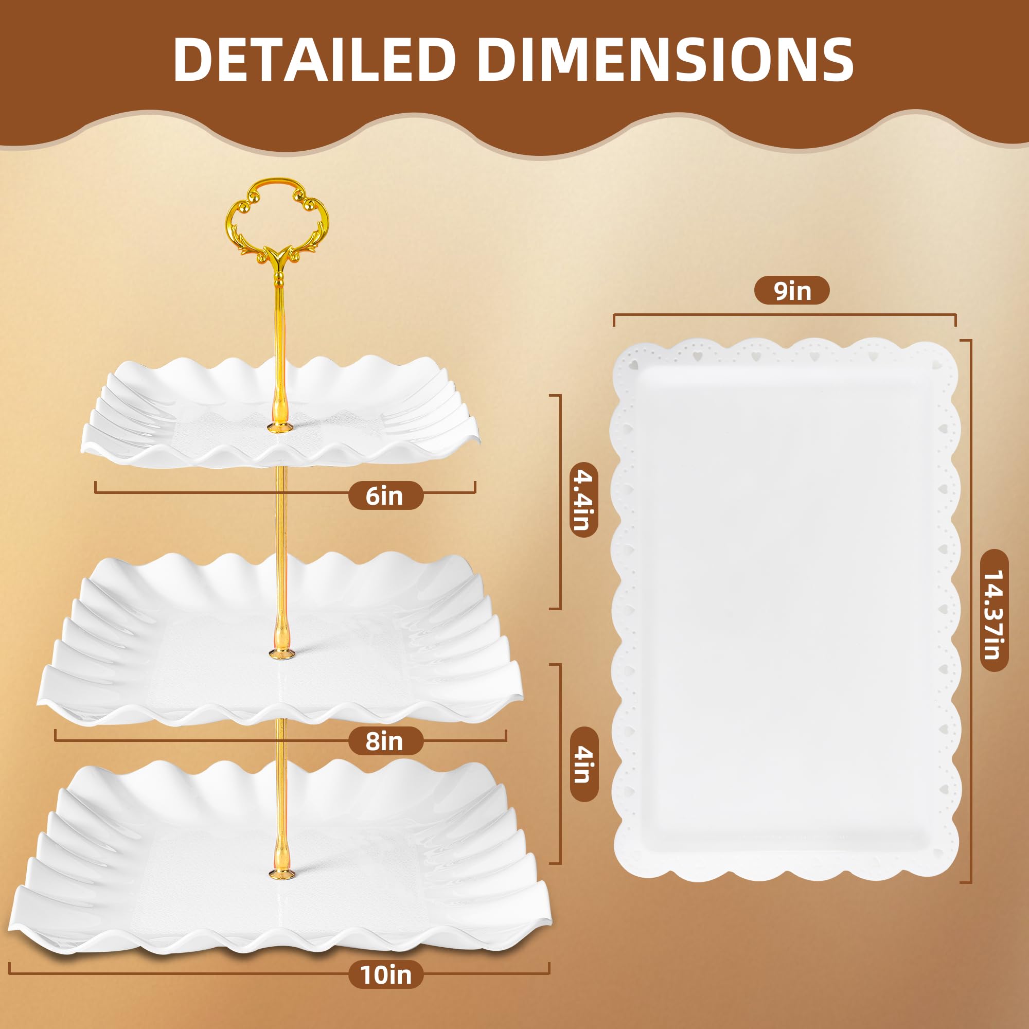 DIDROOM four three-tier square stands provide a dramatic vertical dessert showcase
