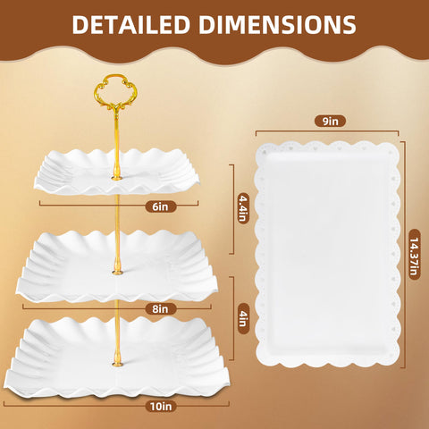 DIDROOM four three-tier square stands provide a dramatic vertical dessert showcase