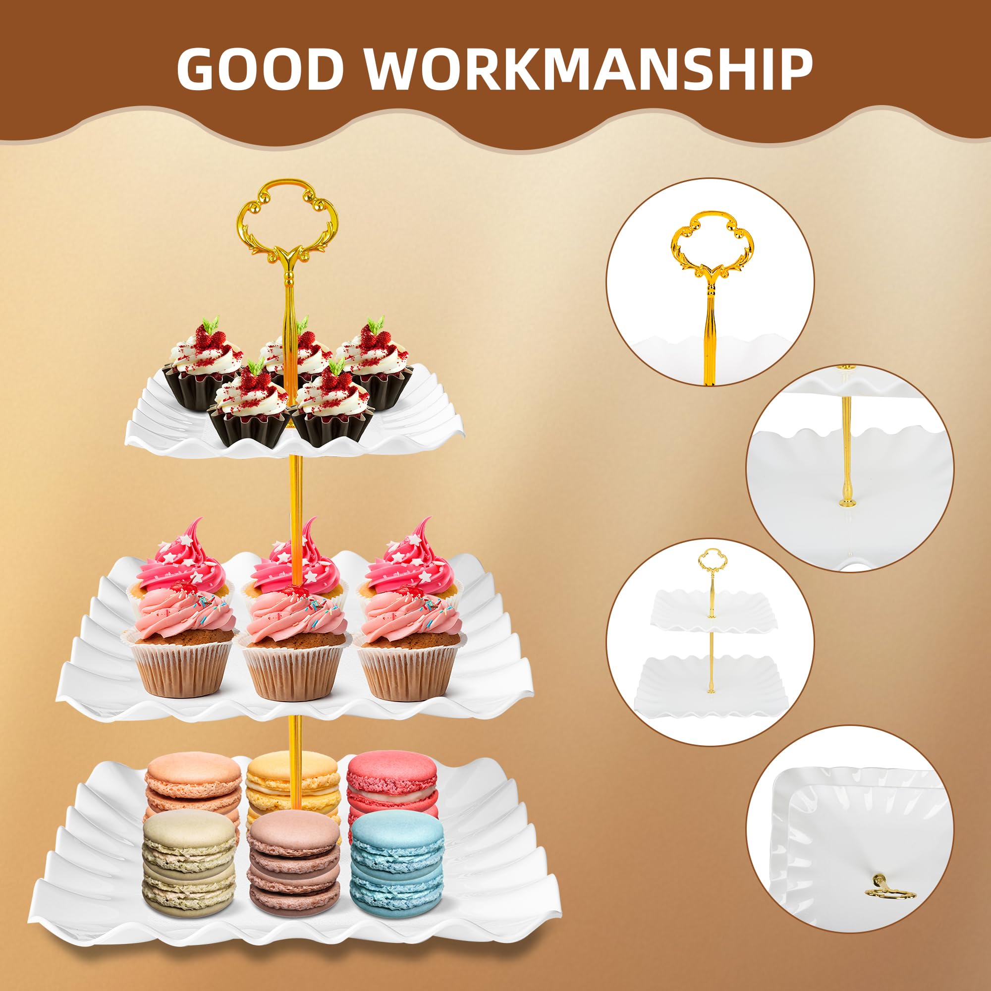 DIDROOM wedding party setup uses white dessert stands for refined catering