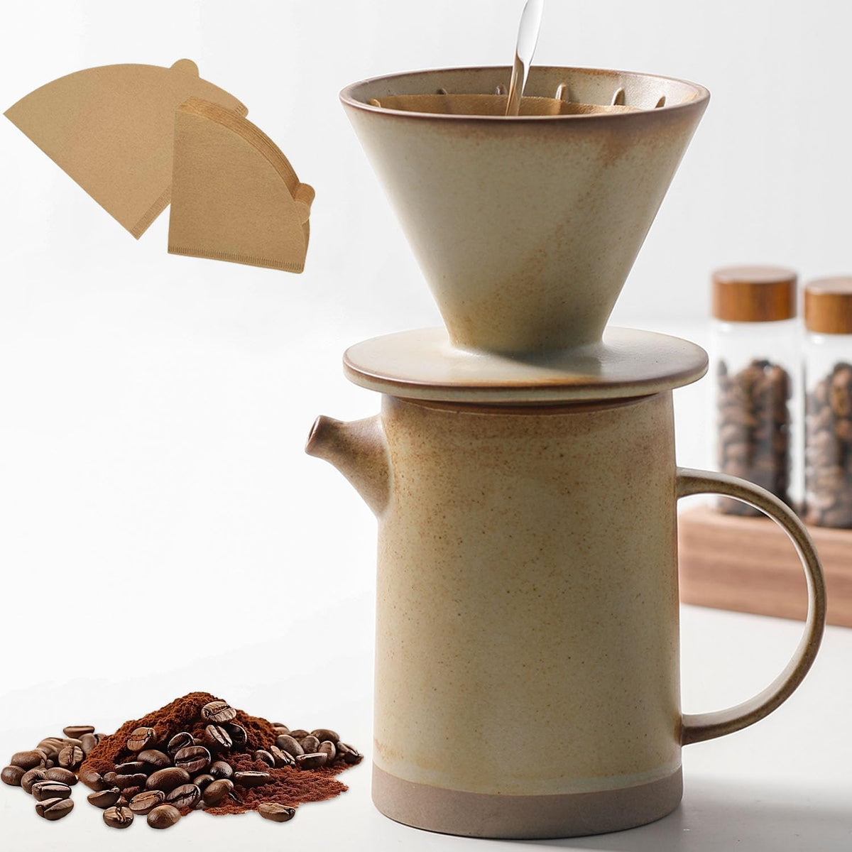 DIF DECO Pour Over yellow pot—vintage ceramic craft for flavorful home brews