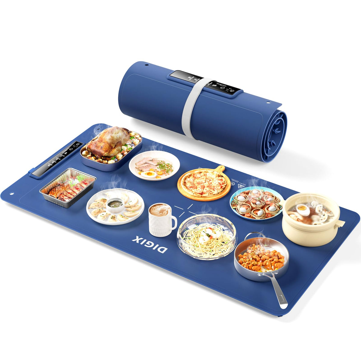 DIGIX XXL Food Warming Mat on buffet table keeps dishes warm for guests
