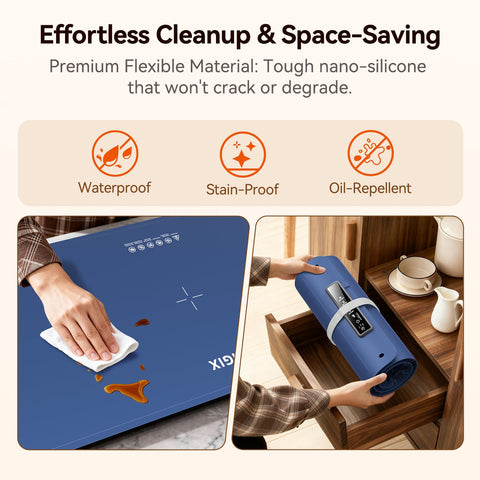 Wiping DIGIX mat after a busy buffet demonstrates easy maintenance