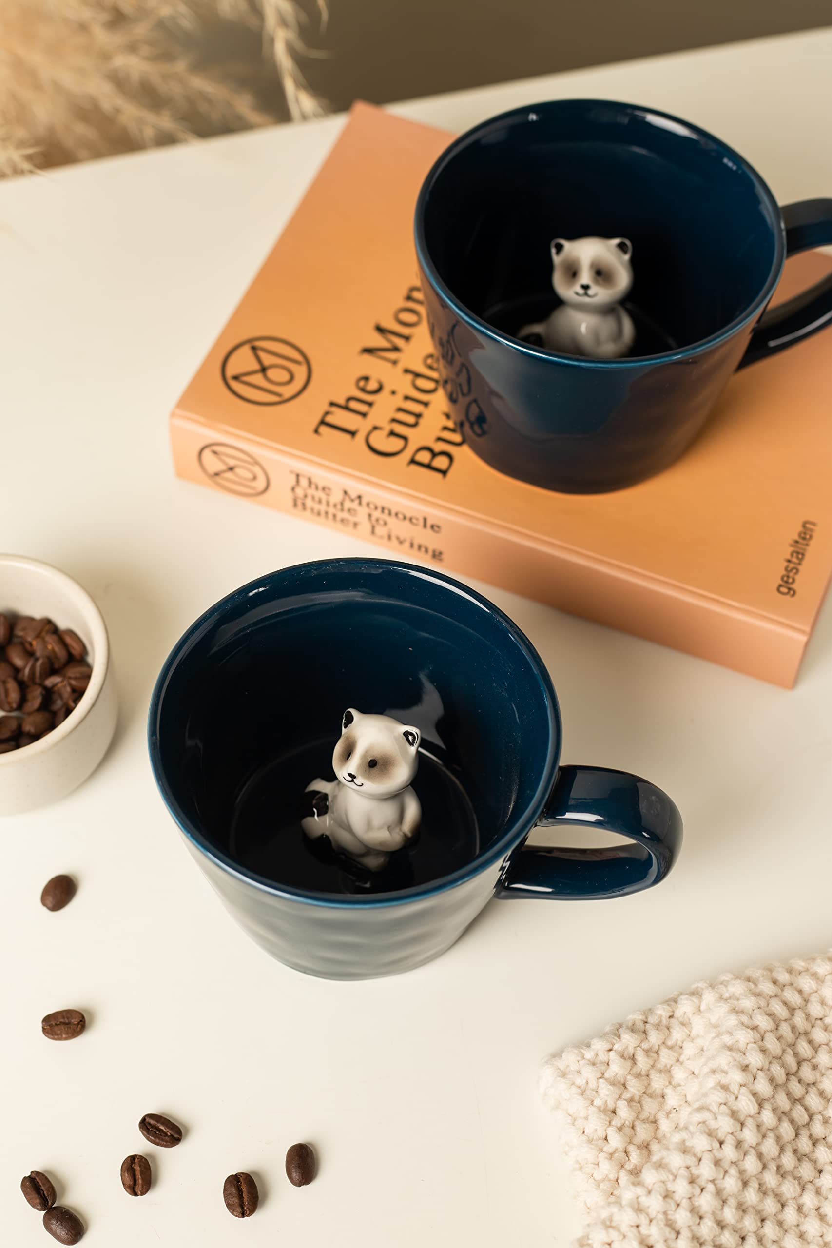 DIHOclub Racoon mug hand-painted with vibrant colors and cute character.