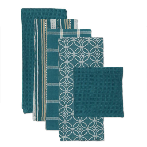 DII teal dishcloth 13x13 demonstrates quick-dry action for counter cleanup.