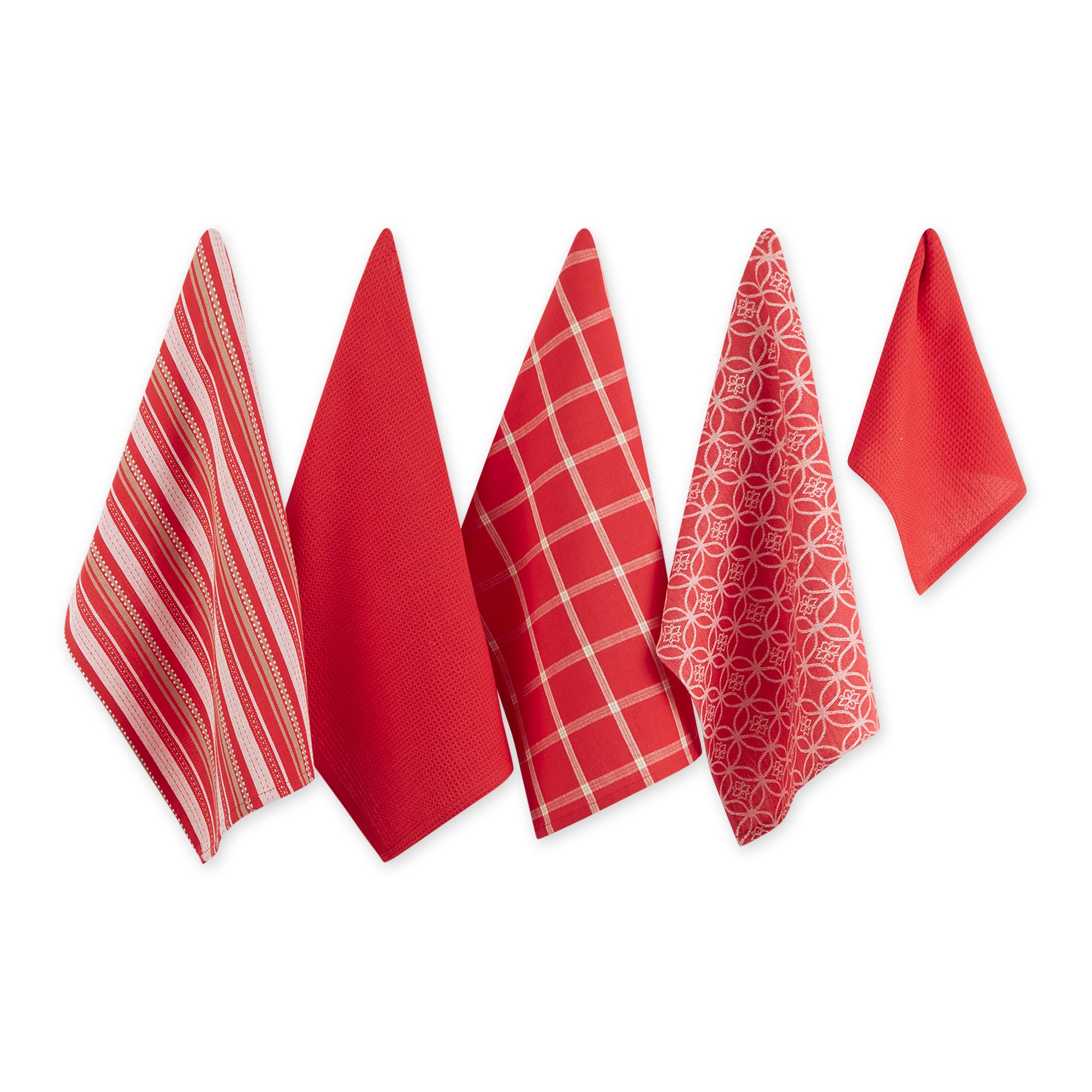 DII dishtowels with assorted patterns for vibrant kitchen cleanup and quick drying after meals.