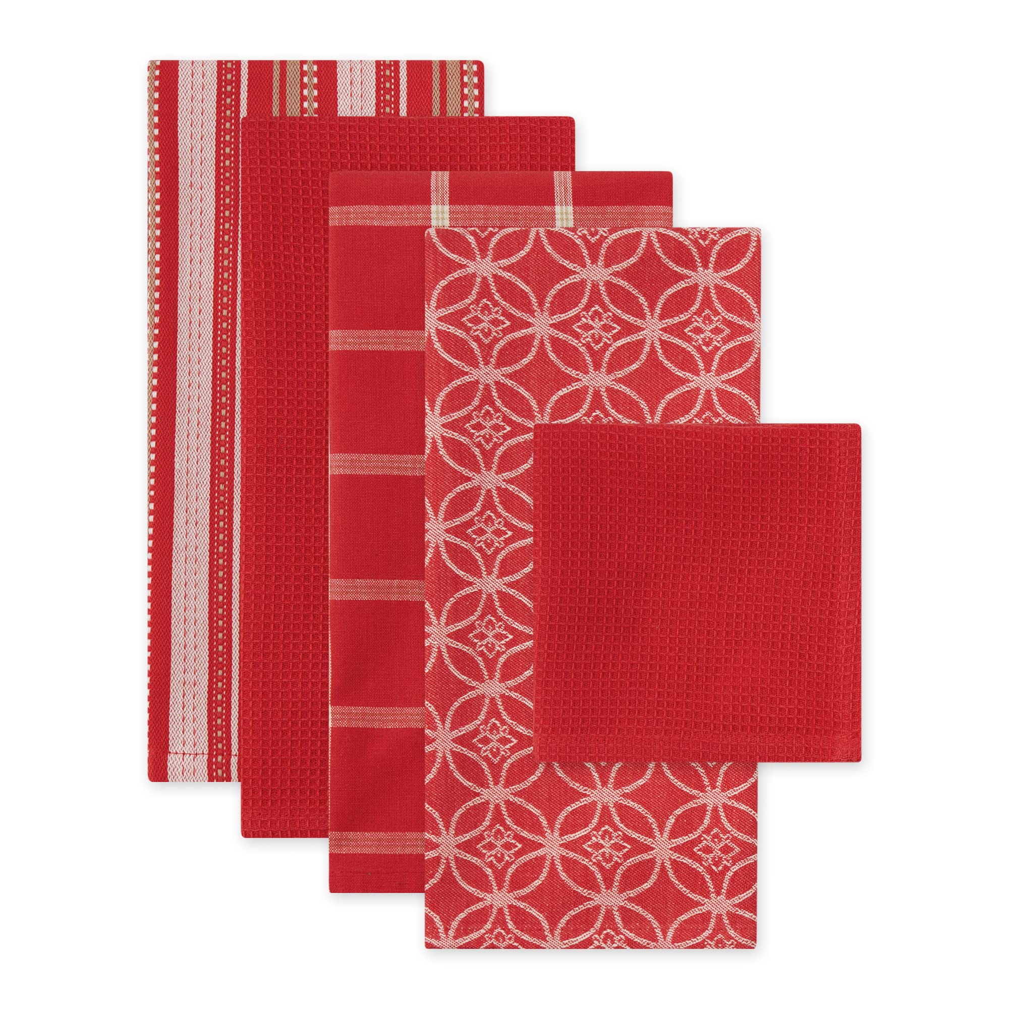 DII dishtowels showcase pattern variety for coordinated cleaning in the kitchen.
