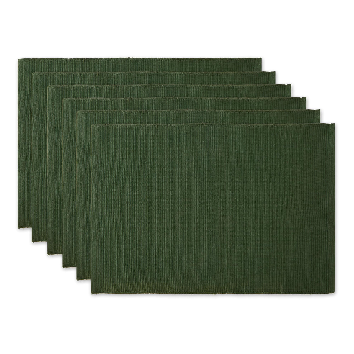 DII basic ribbed placemat in dark green, front view, for elegant casual dining.