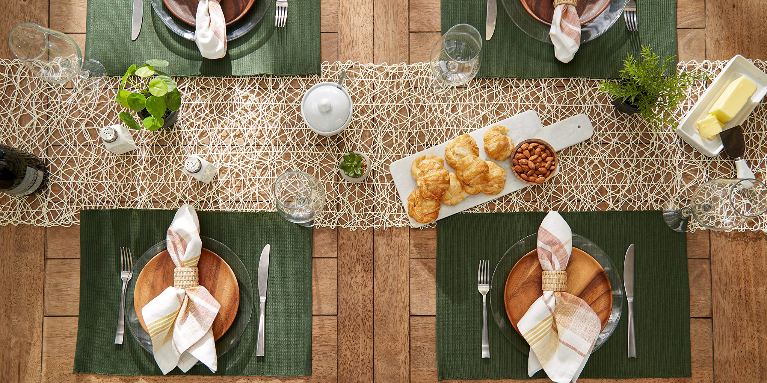 DII ribbed placemats add texture suitable for formal and casual settings.