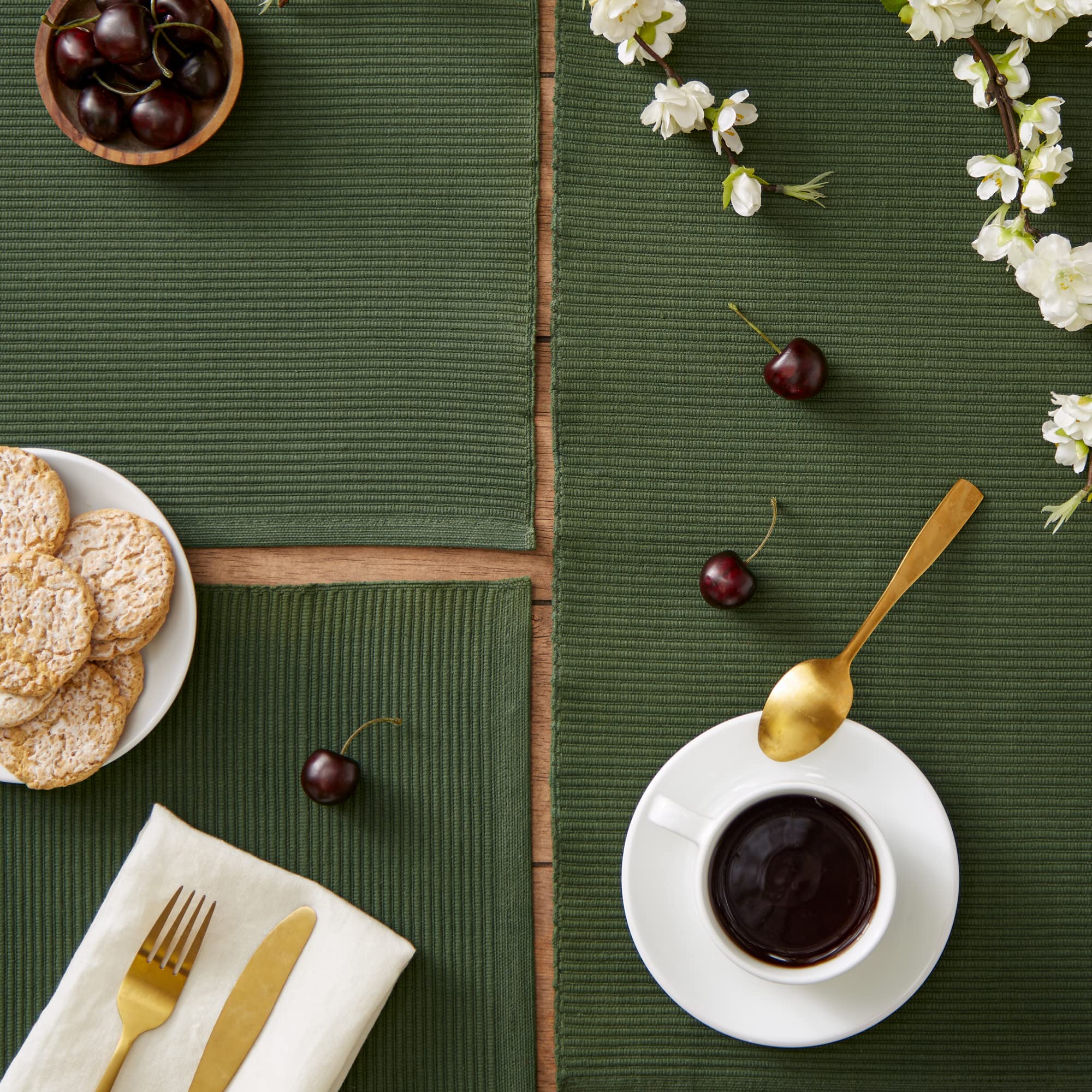 DII placemats pair with napkins and runners for coordinated decor.