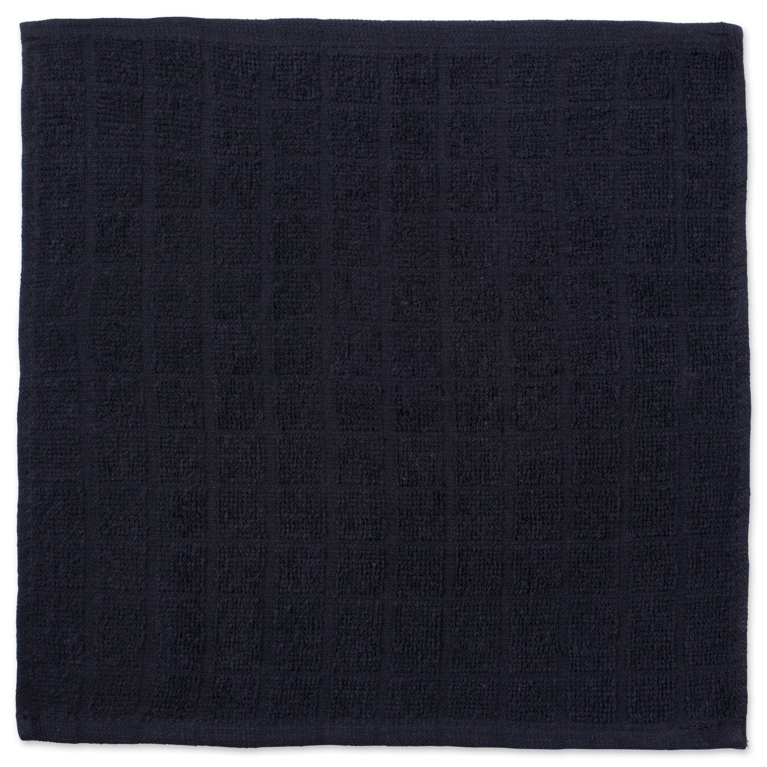 DII Basic Terry Windowpane dishcloth 12x12 black; ready for drying dishes.