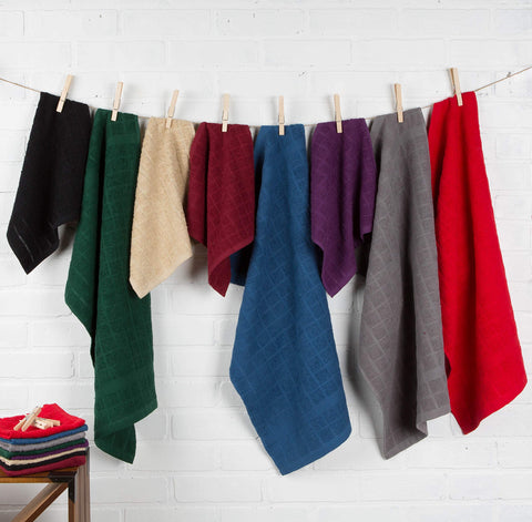 DII Windowpane cotton dishcloths; tight knit reduces lint on glass.