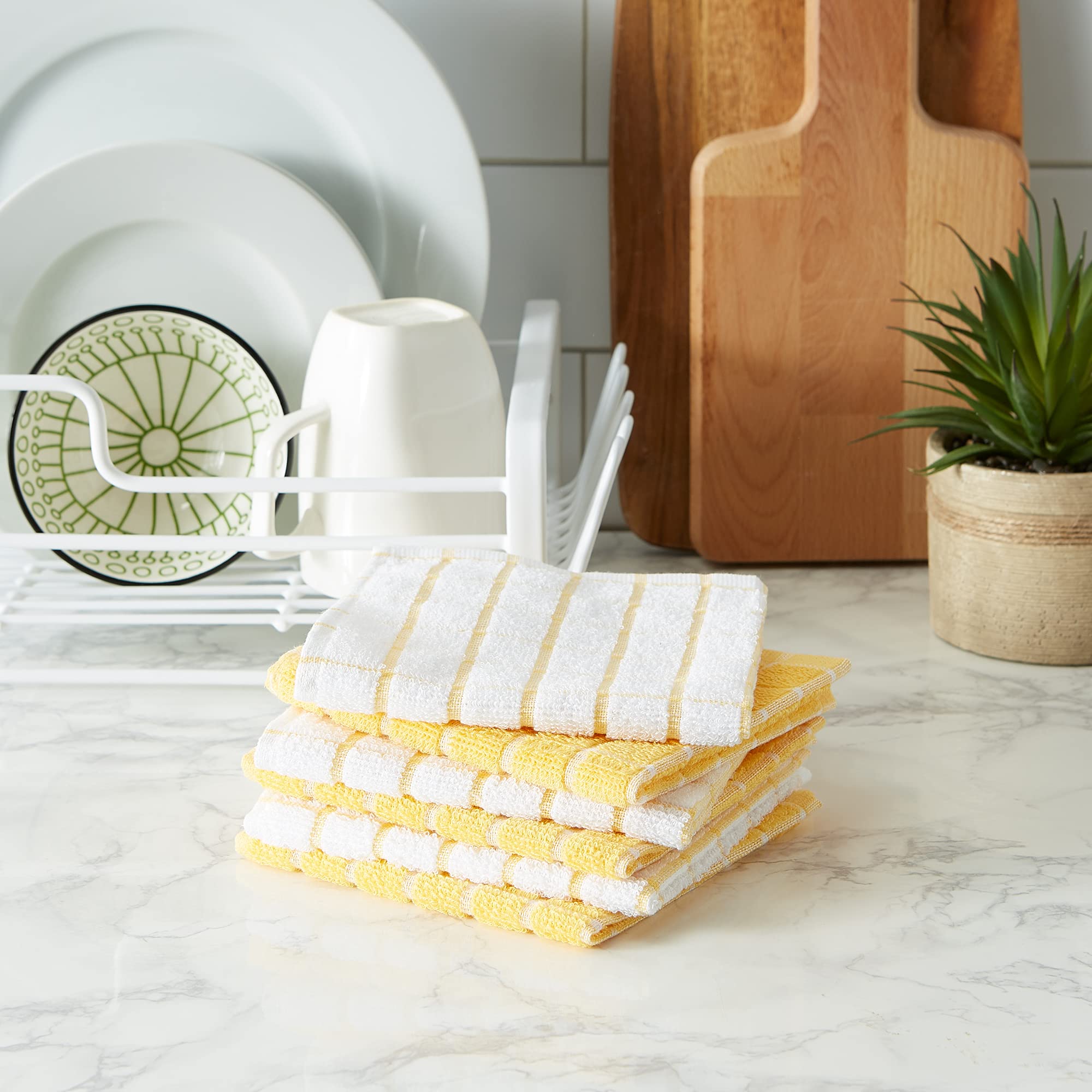 DII terry dishcloths in yellow, versatile for dishes and countertops