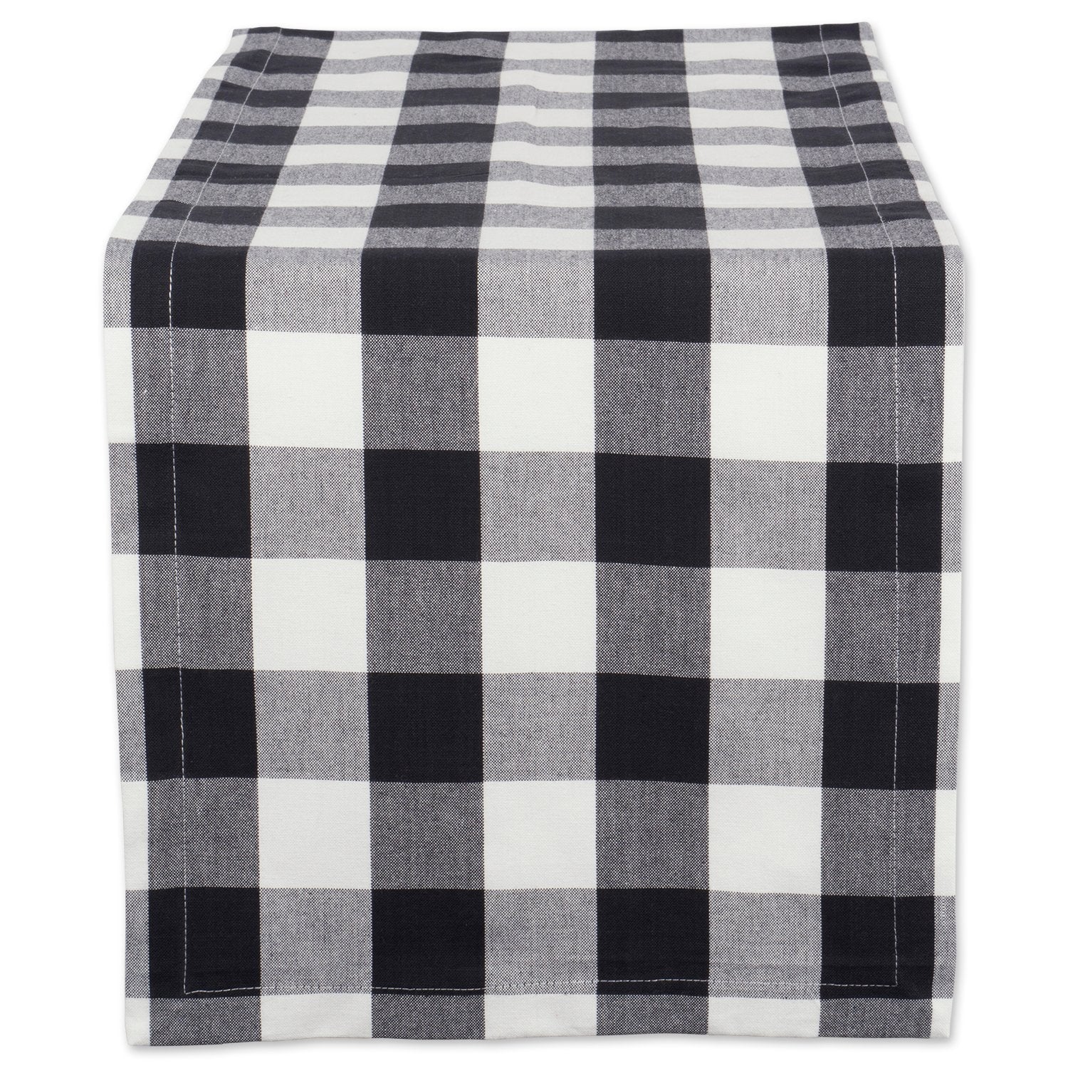 DII buffalo check runner on a dining table adds classic farmhouse style