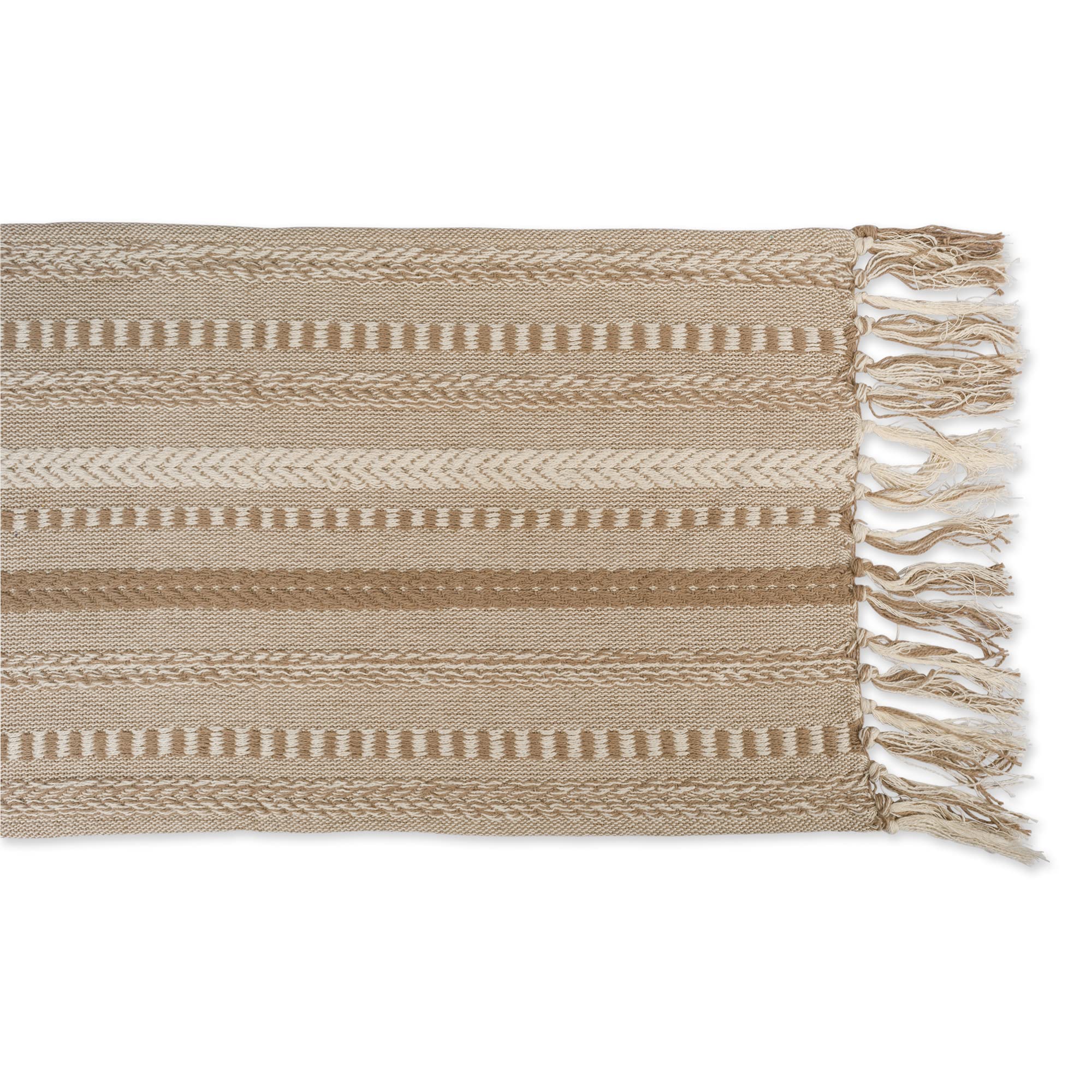DII table runner 15x77 with fringe enhances casual meals and holiday gatherings