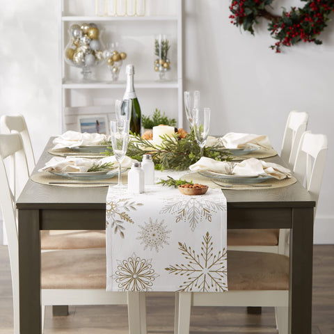 DII ready-to-serve table setting featuring shimmering runner.