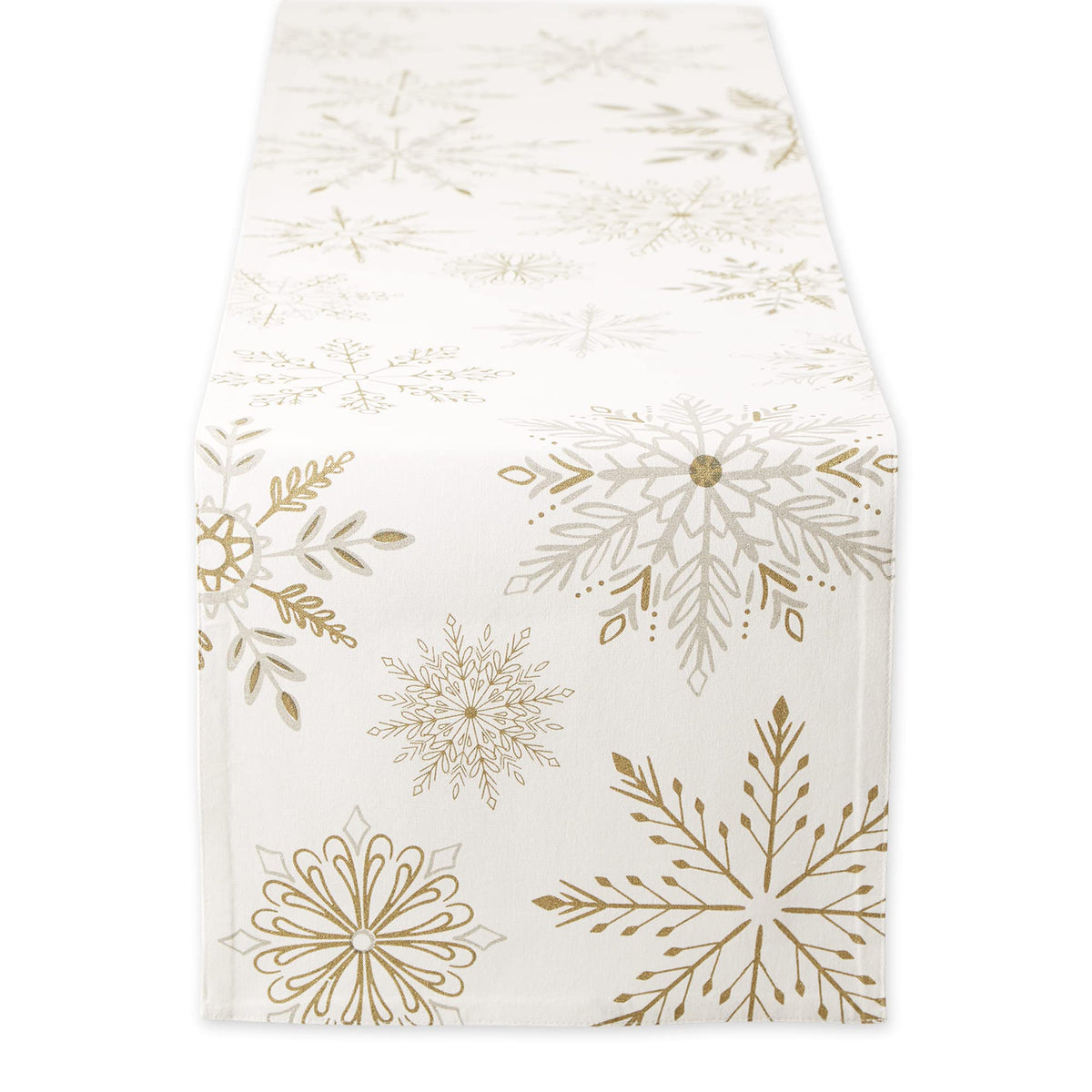 DII holiday table runner snowflakes close-up with festive sparkle for your table.