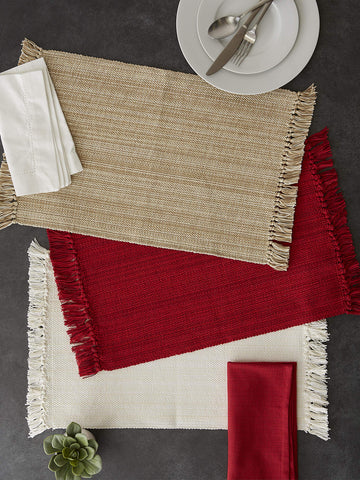 DII variegated placemat decorative fringe detail enhances the table setting