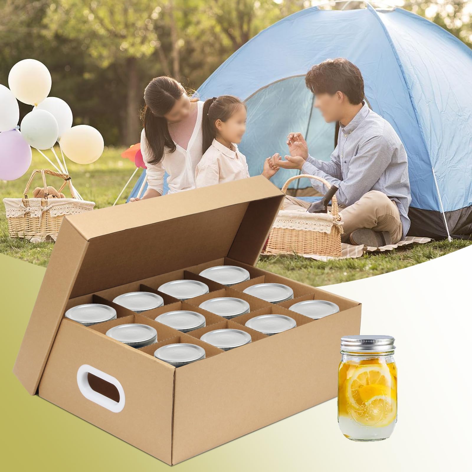 DIICCYO-12-cell-divider-mason-jar-box keeps jars secure and organized.