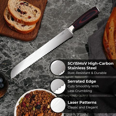 DiiHAUZZ ergonomic pakkawood handle for secure, comfortable slicing