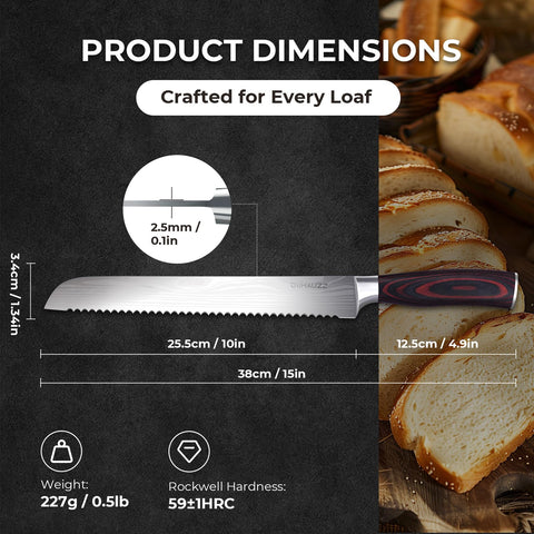 DiiHAUZZ bread knife serrated edge ready for clean slices through crusts
