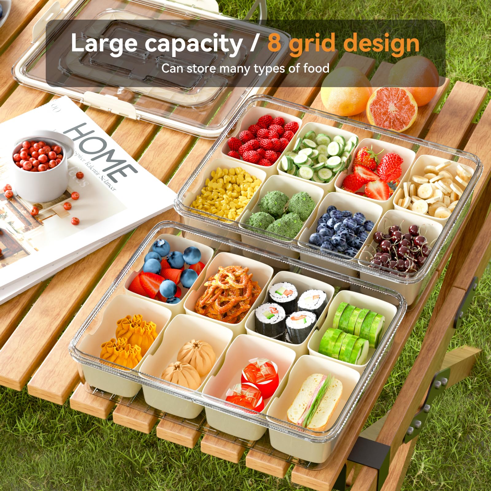 Dimber Snackle Box showing eight compartments for organized snacks
