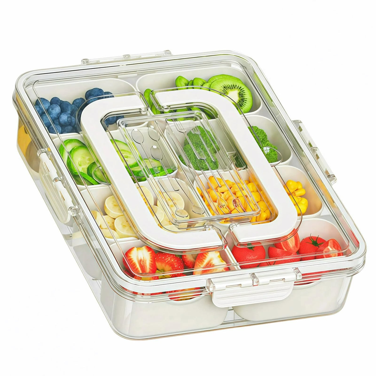 Dimber Snackle Box container with lid and handle for easy on-the-go snacking