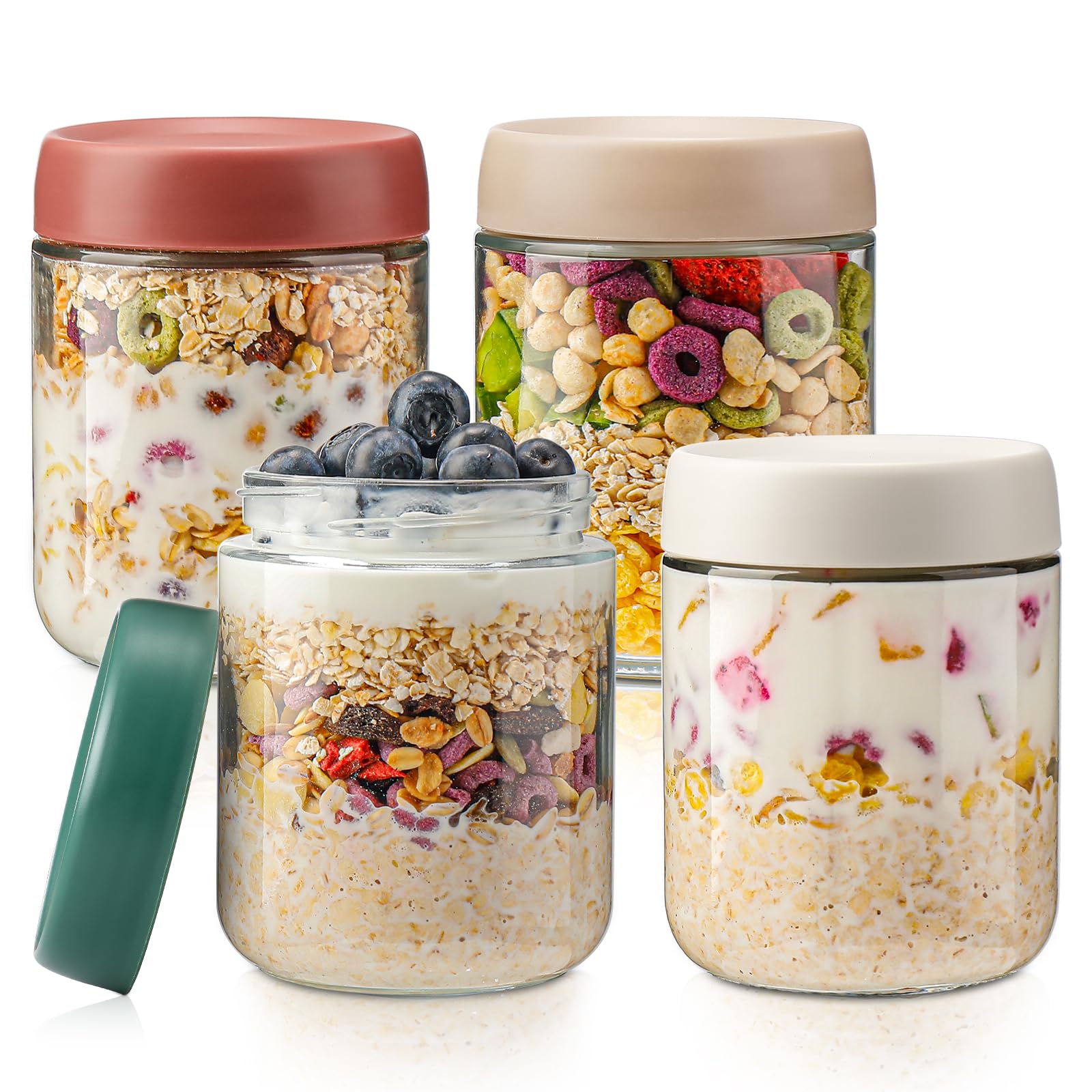 DIMBRAH 16oz glass jar with lid for overnight oats keeps portions fresh.