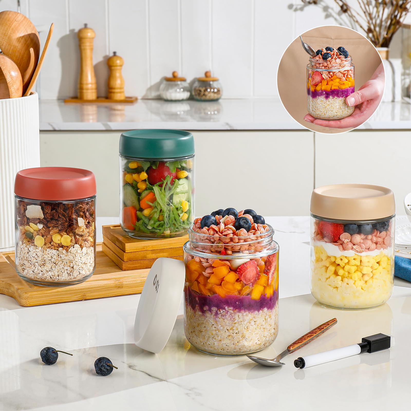 DIMBRAH stackable lid grooves save cabinet space when storing.