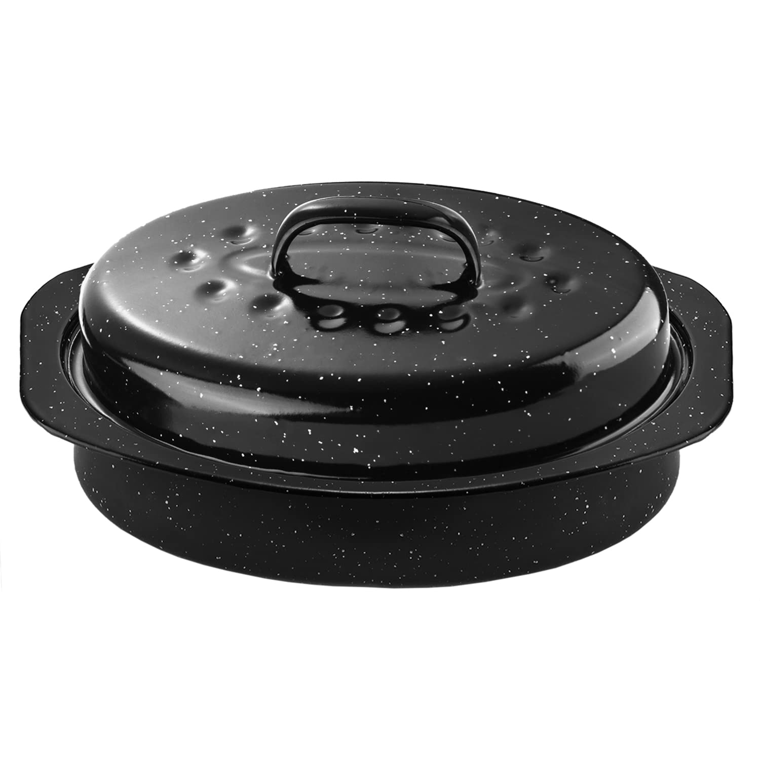 DIMESHY 13-inch roasting pan with lid for even roasting and easy cleanup.