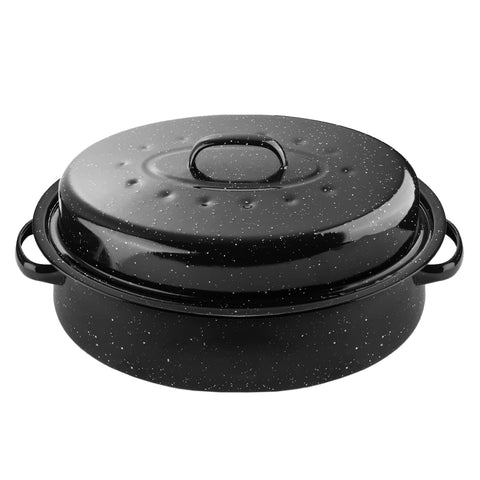 DIMESHY 18-inch roasting pan with lid for even, flavorful roasts