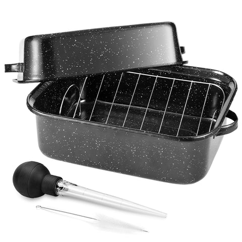 DIMESHY 21-inch roasting pan with rack for large family meals