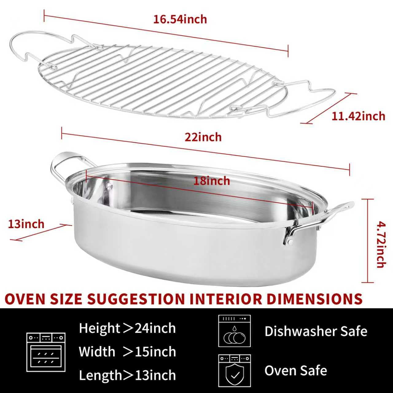 DIMESHY dishwasher-safe roasting pan simplifies cleanup after roasting sessions.
