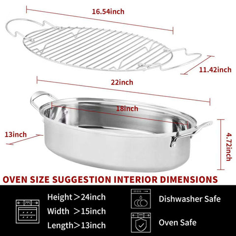 DIMESHY dishwasher-safe roasting pan simplifies cleanup after roasting sessions.