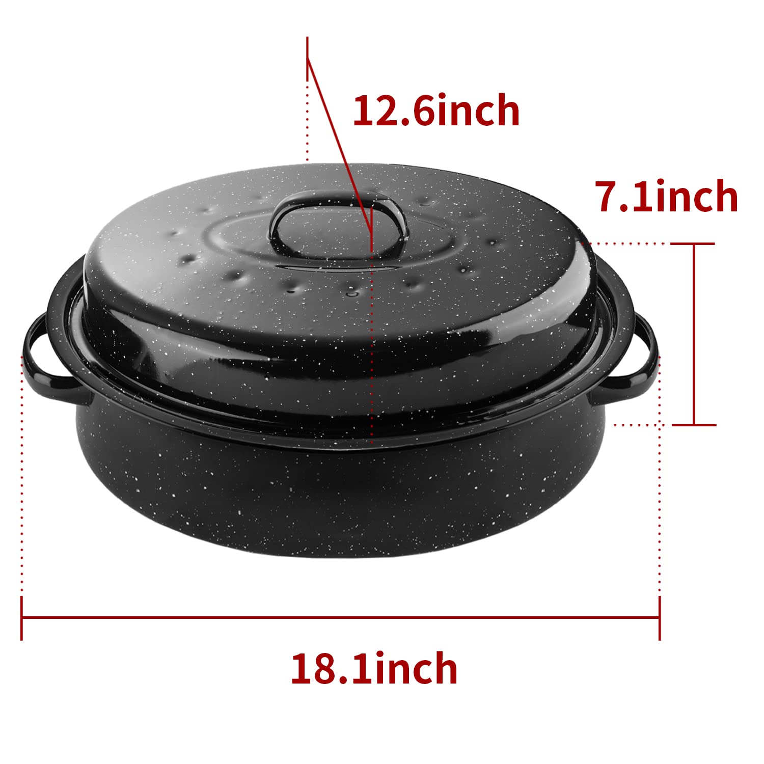 DIMESHY enamel-on-steel roaster surface for easy cleaning after roasting