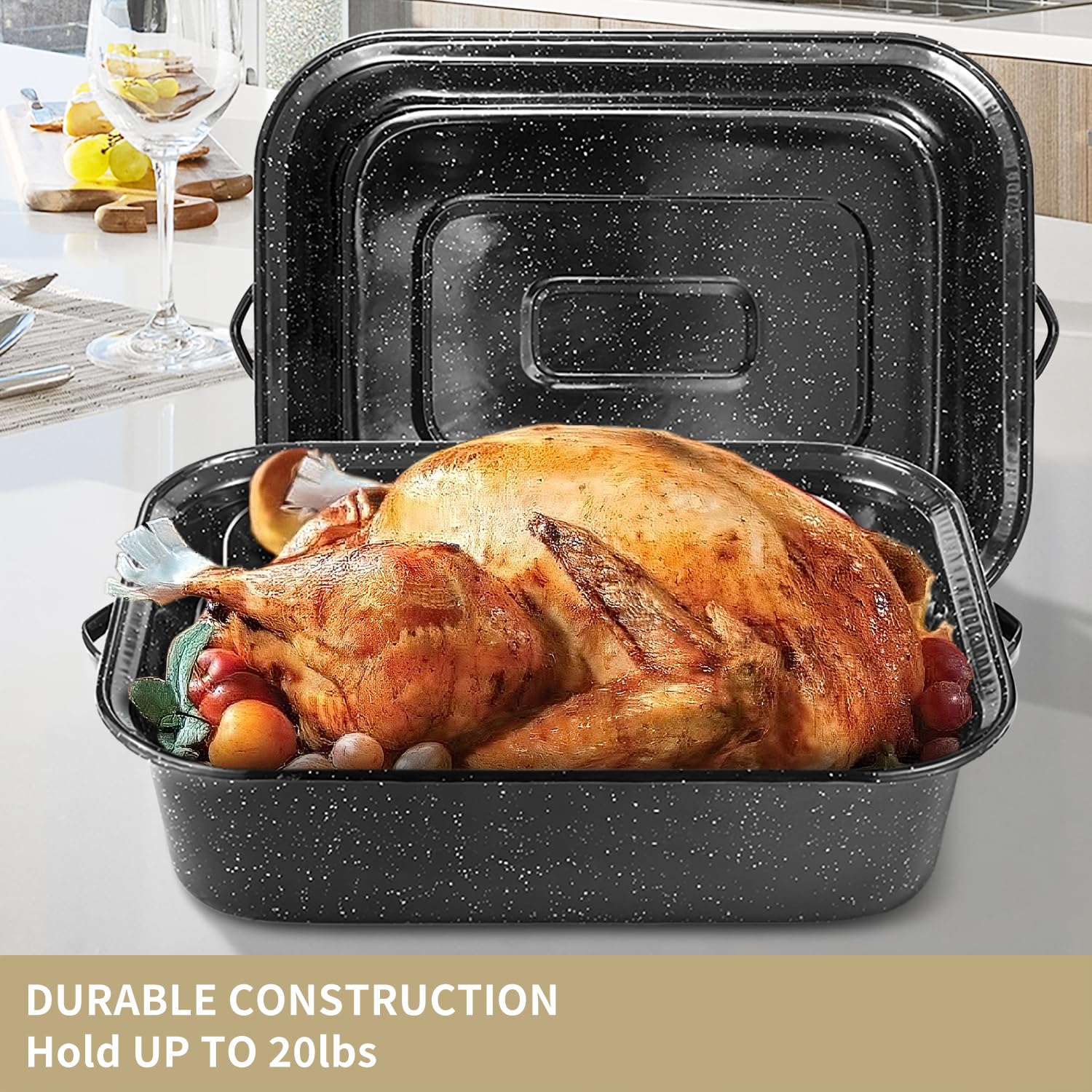 DIMESHY roaster with ergonomic handles for easy lifting