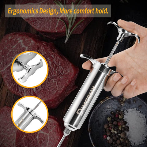 DIMESHY three-needle design with side holes for liquid marinades