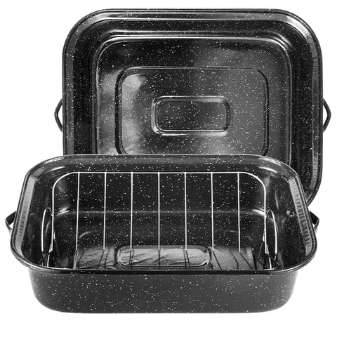 DIMESHY oval roaster with lid keeps moisture for juicy results