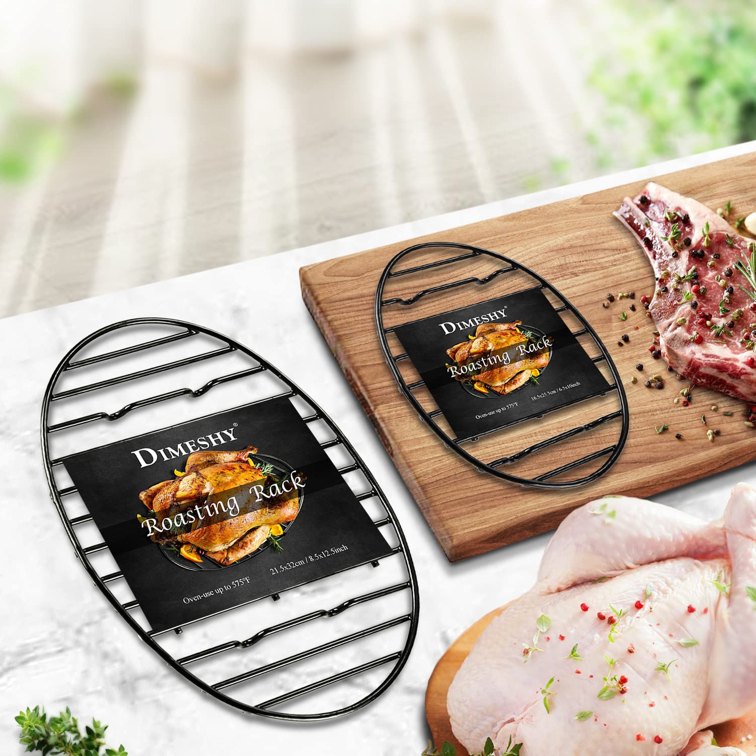 DIMESHY roasting rack supports easy cleaning with enamel coating.