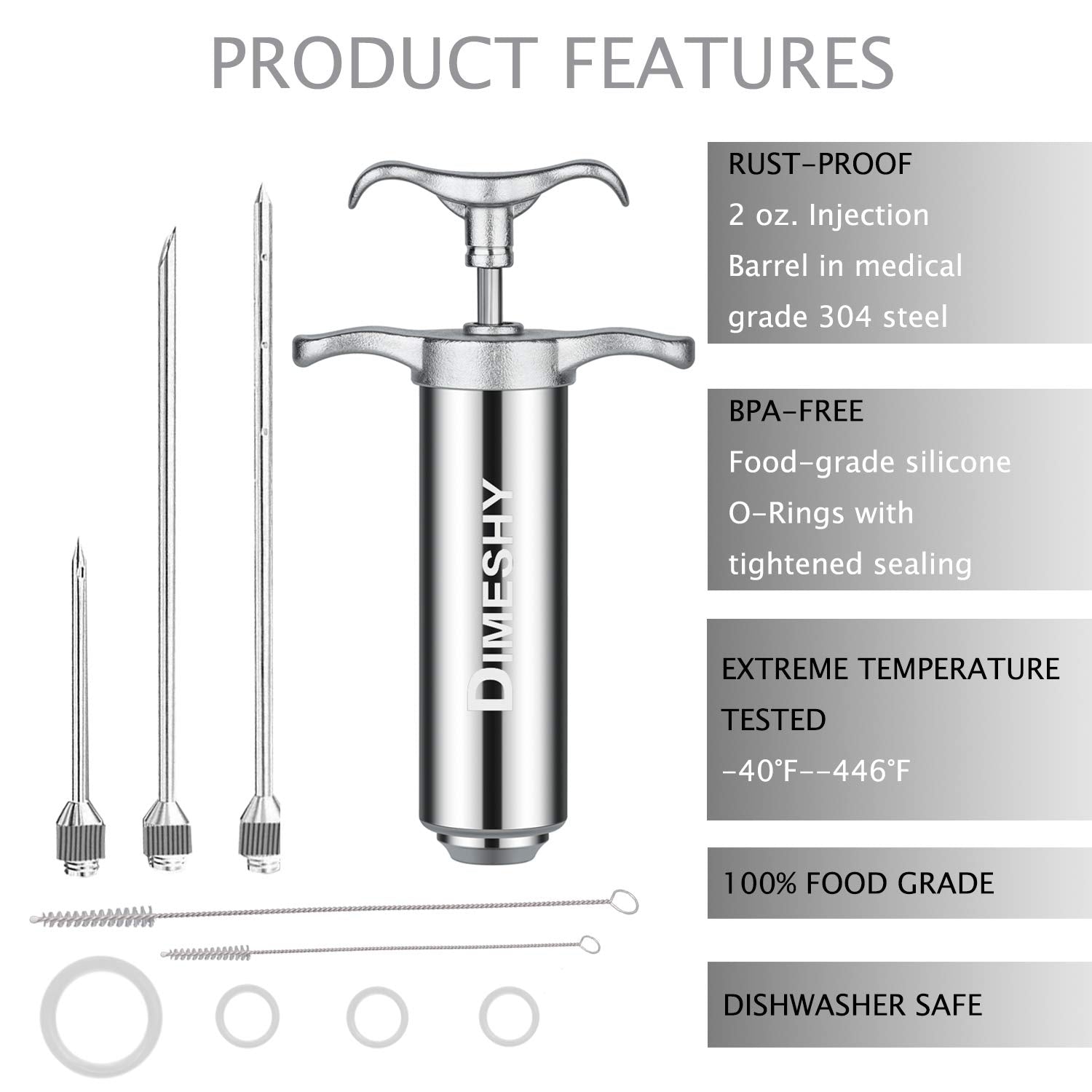 DIMESHY stainless steel handle offers secure grip during use