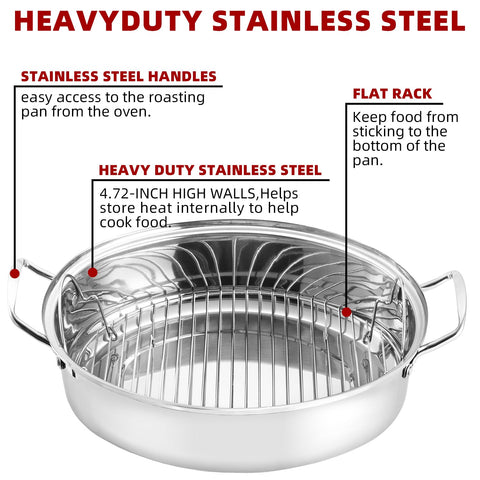 DIMESHY roaster with smooth finish promotes even browning and easy cleaning.