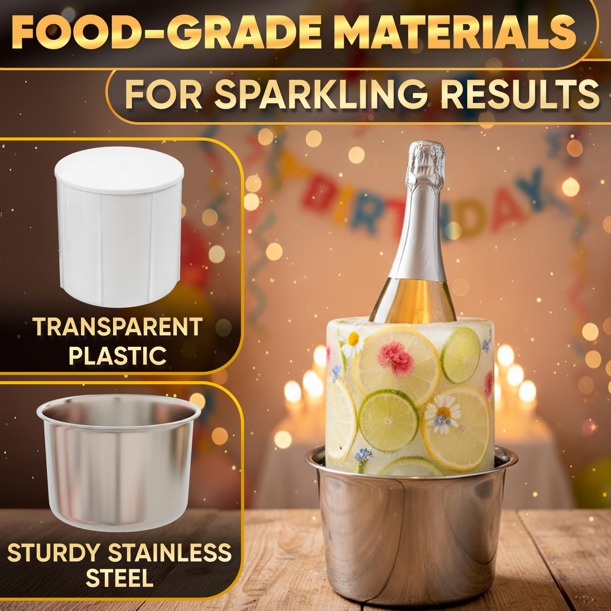 DIMROM Valentine ice creation mold decorates drinks with fruit and flower ice.
