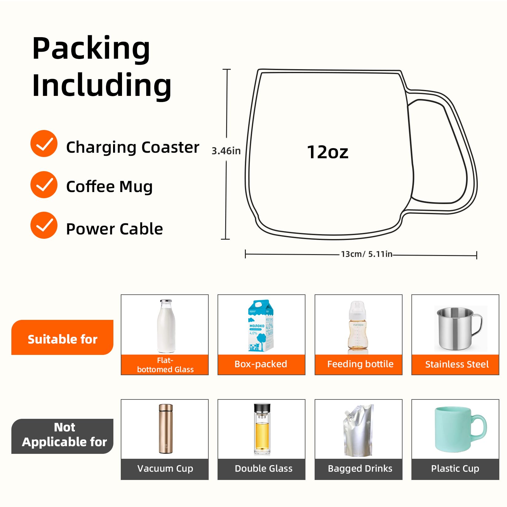 Dimux mug warmer uses water-resistant glass for easy cleaning.