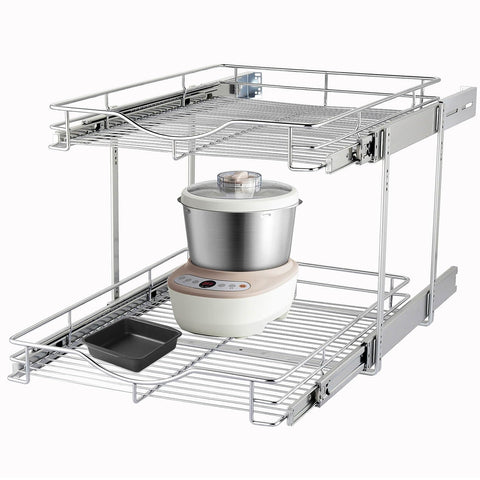 DINDON 2-tier pull-out cabinet organizer keeps pots within easy reach.