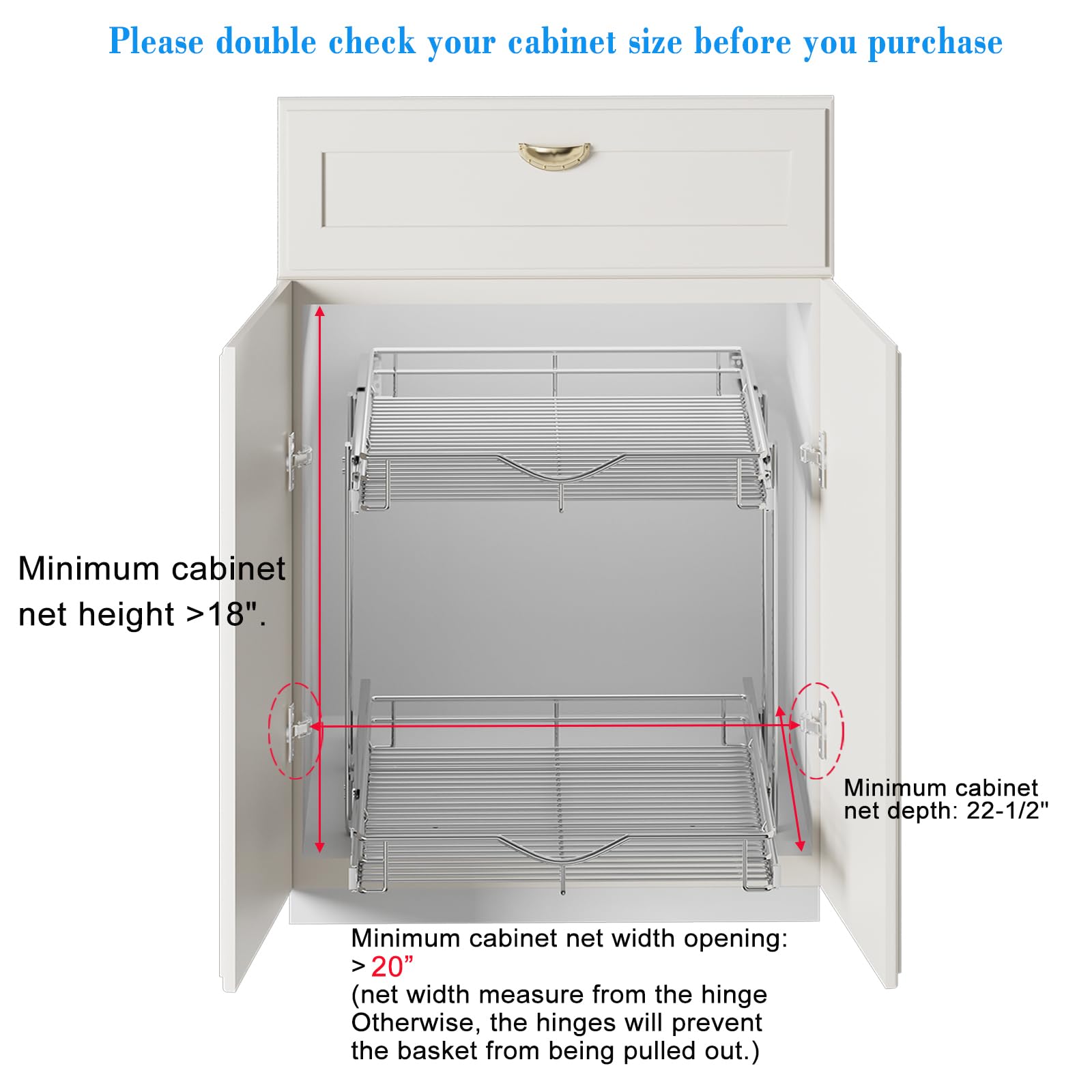 DINDON chrome pull-out shelves save cabinet space.