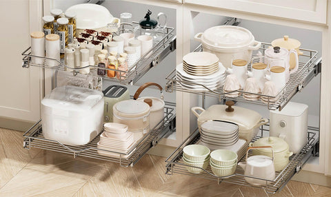 DINDON upper and lower baskets are adjustable to fit various cabinet sizes