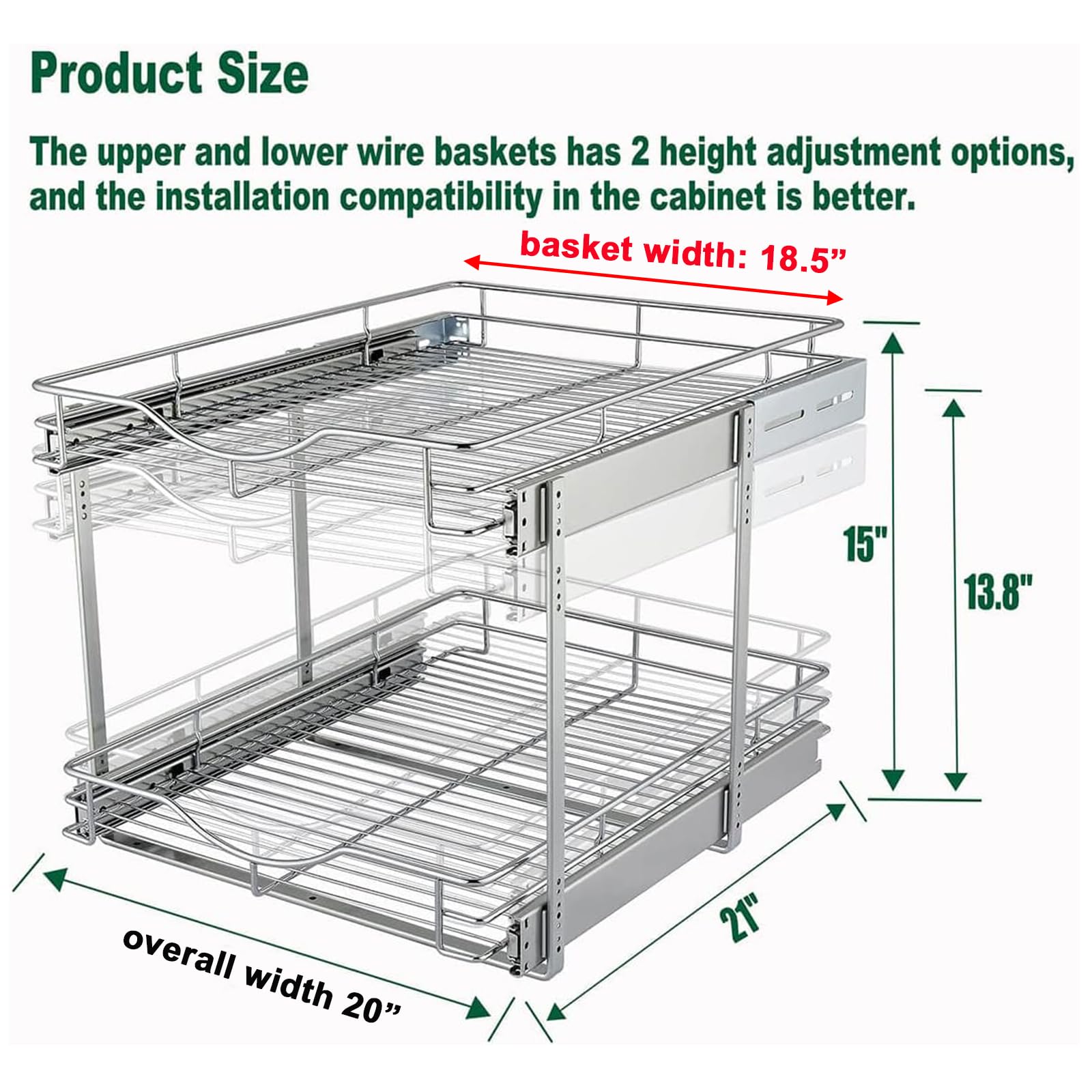 DINDON upper and lower baskets are height-adjustable.