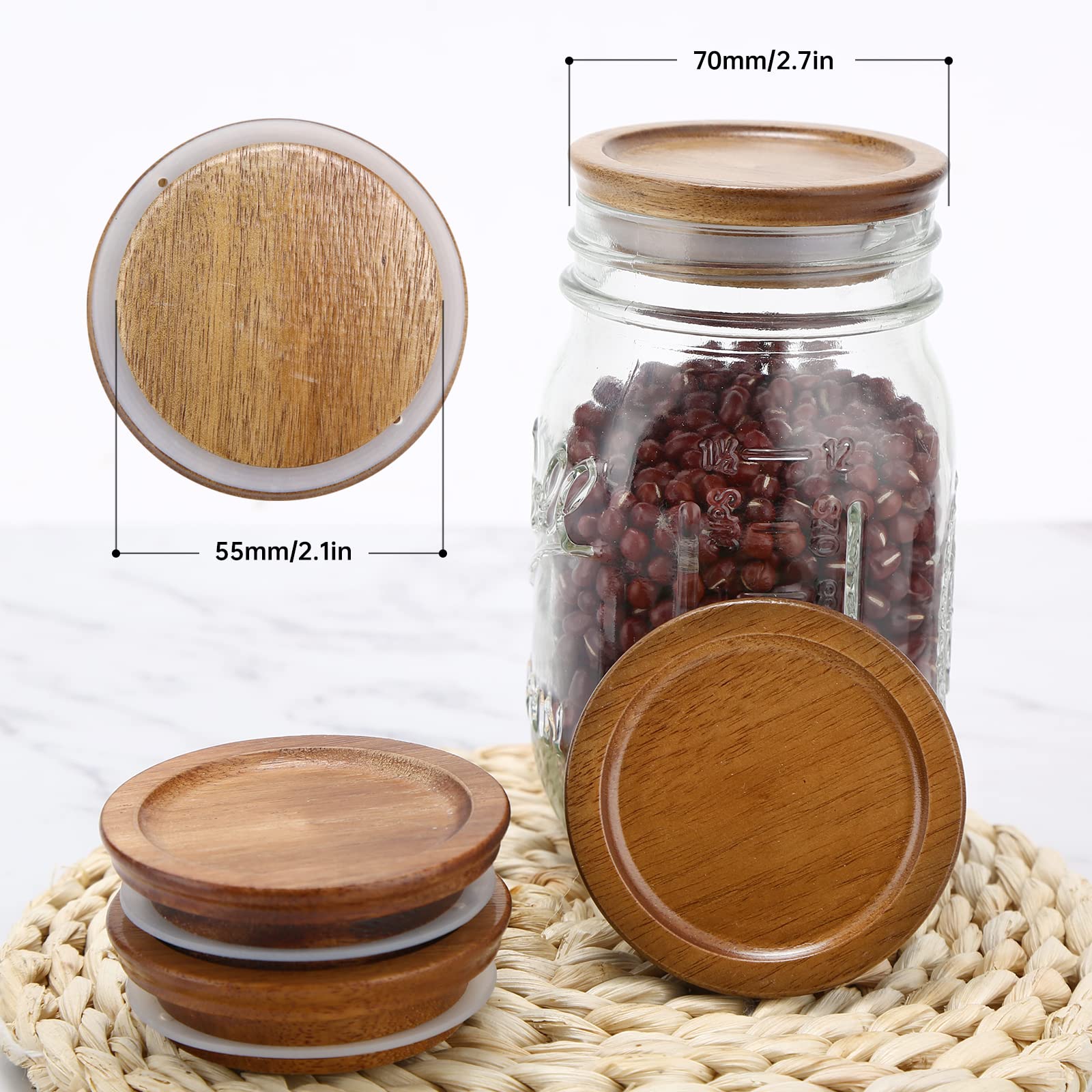 DingCo reusable wooden lid seals regular mouth jars for freshness
