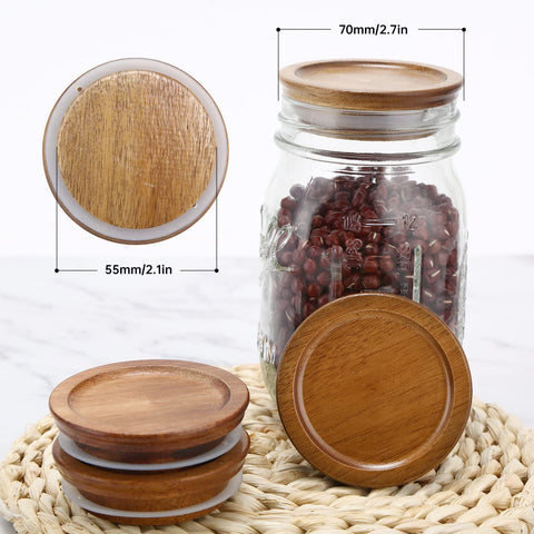DingCo reusable wooden lid seals regular mouth jars for freshness