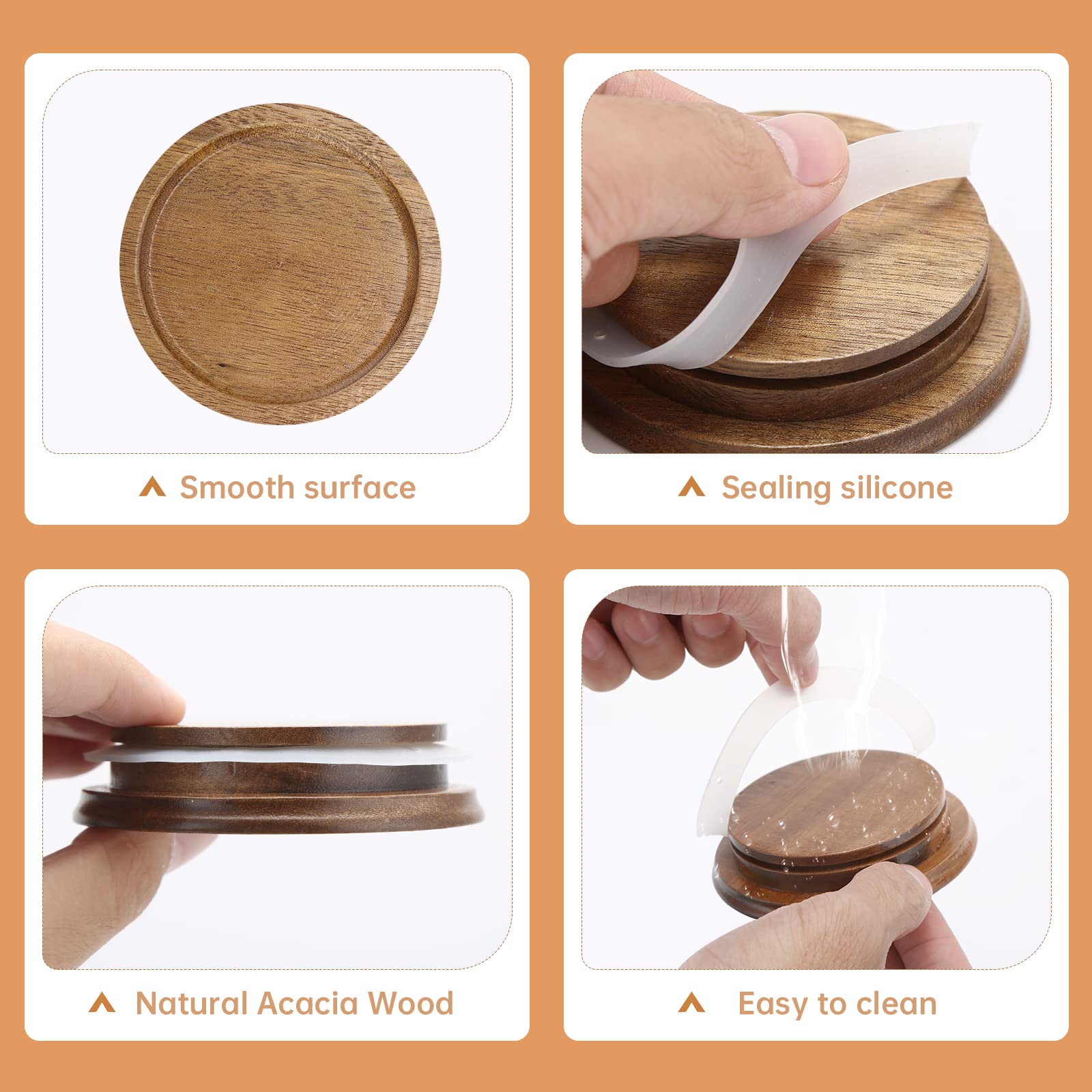 DingCo acacia lid fits standard jars and cleans easily