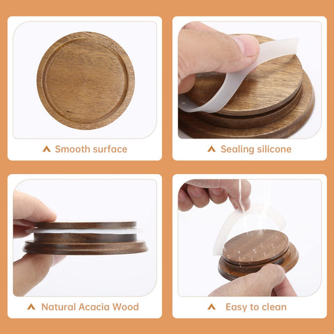 DingCo acacia lid fits standard jars and cleans easily